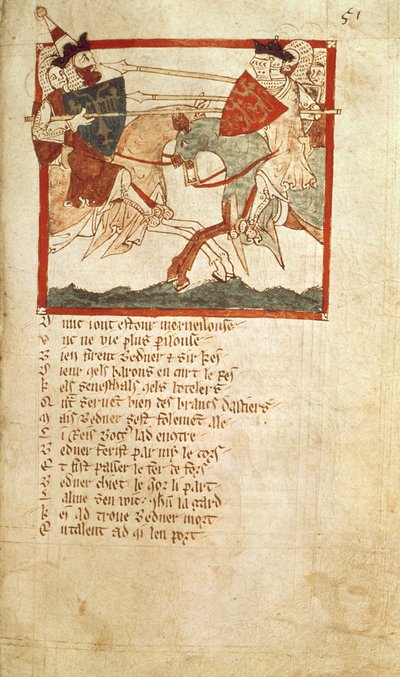 Arthur vecht tegen keizer Lucius, uit de Verskroniek van 