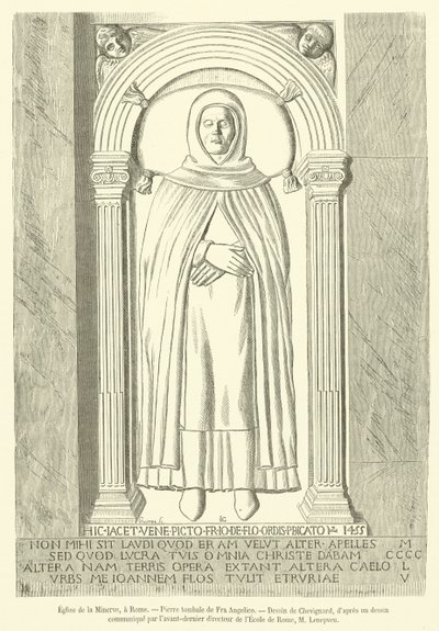 Kerk van de Minerva, in Rome, grafsteen van Fra Angelico door French School