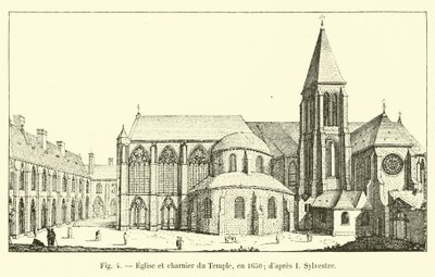 Eglise et charnier du Temple, in 1650; naar I Sylvestre door French School