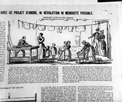 Verkiezingsposter die het Interieur van een Arme Familie Afbeeldt door French School