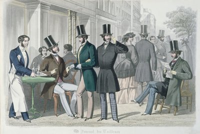 Elegante Jonge Mannen op het Terras van een Café, 1857 door French School