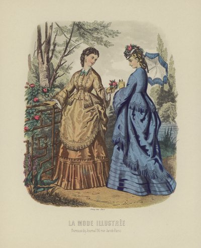 Elegante vrouwen in historische kleding in de tuin door French School