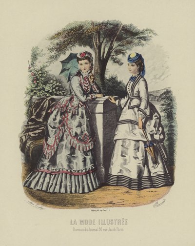 Elegante vrouwen in historische kleding in de tuin door French School