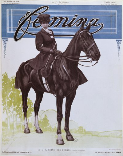 Elisabeth (1876-1965) Koningin der Belgen, van de omslag van Femina Magazine, 15 juli 1910 door French School