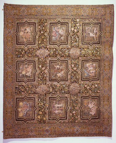 Geborduurd tafelkleed met bijbelse scènes, ca.1600 door French School