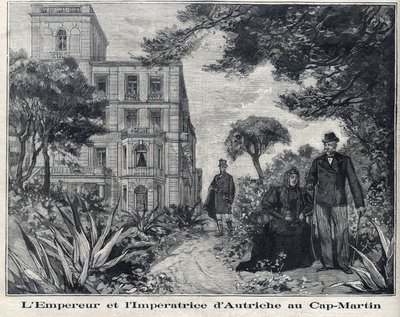 Keizer Francois Joseph I van Oostenrijk (1830-1916) en keizerin van Oostenrijk Elisabeth Amelie van Wittelsbach, bekend als Sissi (1837-1898) in Cap Martin in de Alpes-Maritimes regio van Provence-Alpes-Côte d