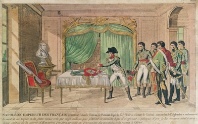 Keizer Napoleon I overpeinst het zwaard van Frederik de Grote in Potsdam in 1806 door French School