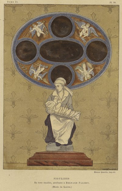 Geëmailleerd aardewerk figuline toegeschreven aan Bernard Palissy, 16e eeuw door French School