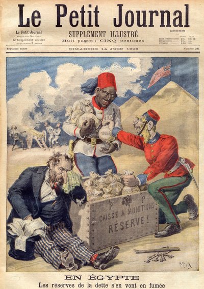 Engeland legt beslag op de reserves van de Egyptische schuld om een militaire operatie te financieren in juni 1896 - illustratie uit 