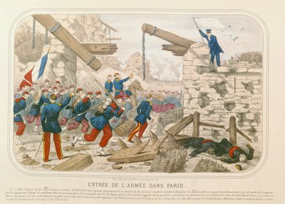 Intocht van het leger in Parijs, 21 mei 1871 door French School