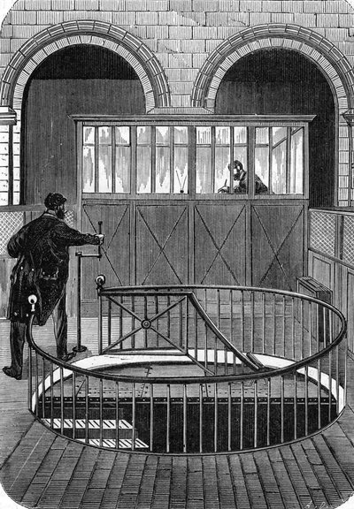 Ingang van de schatkelder van de Banque de France in Parijs in de 19e eeuw (Kelder van de Bank van Frankrijk in Parijs) (gravure) door French School