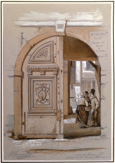 Ingang van het hotel van de markiezin de Brinvilliers, 28 rue de Bievre, Parijs door French School