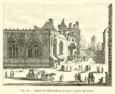 Ingang van het Hotel-Dieu in 1650; naar Sylvestre door French School