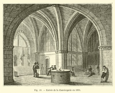 Ingang van de Conciergerie in 1830 door French School