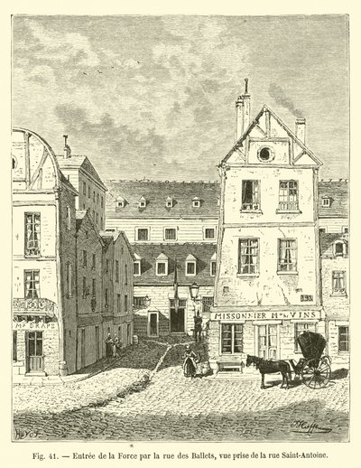 Ingang van de Force via de rue des Ballets, gezien vanaf de rue Saint-Antoine door French School