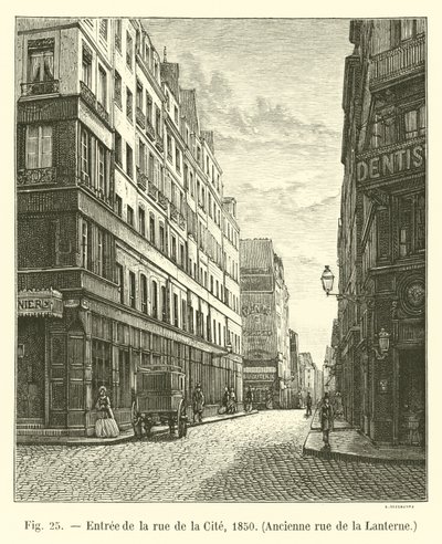 Ingang van de rue de la Cité, 1850, voormalige rue de la Lanterne door French School