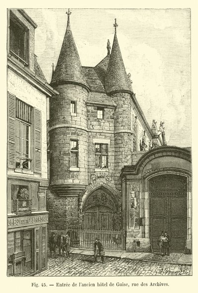 Ingang van het oude hotel van Guise, rue des Archives door French School