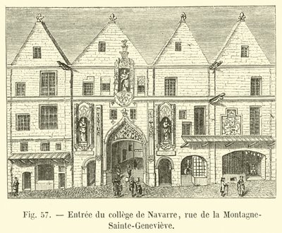 Ingang van het college van Navarre, rue de la Montagne-Sainte-Genevieve door French School