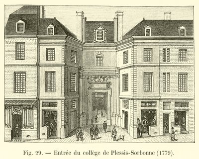 Ingang van het college van Plessis-Sorbonne, 1779 door French School