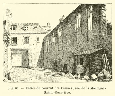 Ingang van het klooster van de Karmelieten, rue de la Montagne-Sainte-Genevieve door French School