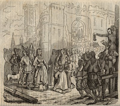 Entree van Anne de Bretagne (1477-1514) in Morlaix - Entree van Anne van Bretagne in Morlaix - gravure - 1838 door French School