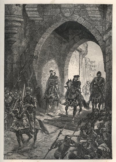 Intocht van Karel VI de Beminde (1368-1422), koning van Frankrijk, in Parijs na het neerslaan van de opstand van de Maillotins in 1382 - Franse koning Karel VI keert terug naar Parijs - Intocht van Karel VI de Beminde (1368-1422), koning van Frankrijk, in  door French School