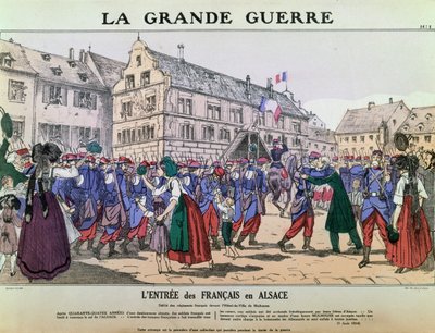 Intocht van het Franse leger in Mulhouse, Elzas, 9 augustus 1914 door French School