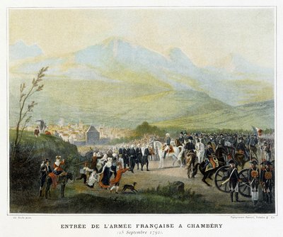 Intocht van het Franse leger in Chambéry, 25 september door French School