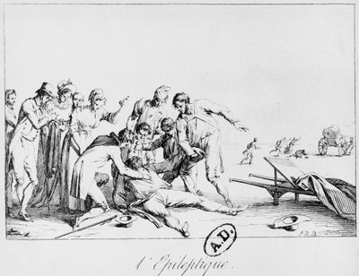 Epileptische aanval op straat, ca. 1800 door French School