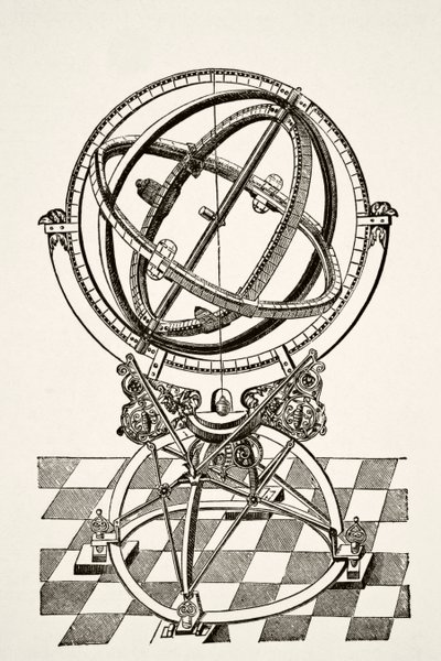 Equatoriale ringen of cirkels, naar kopergravure in het boek 