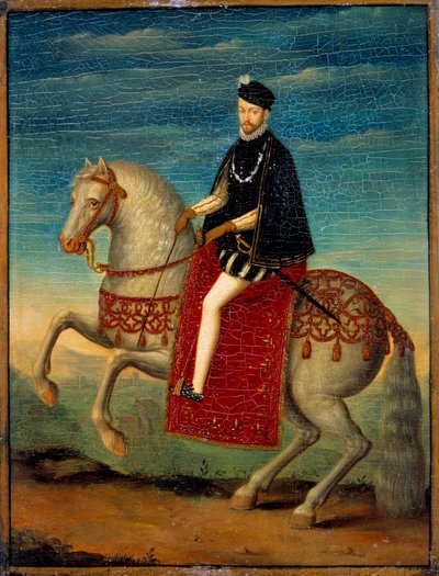 Ruiterportret van Karel IX (1550 - 1574) door French School