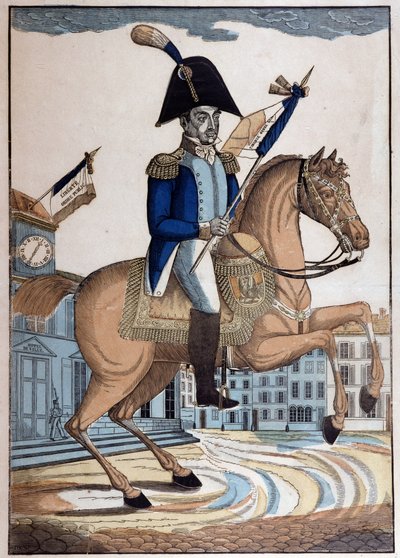 Ruiterportret van Generaal Marie Joseph Gilbert Motie Motier, Markies de Lafayette (1757-1834) (La Fayette), Opperbevelhebber van de Nationale Garde van Frankrijk door French School