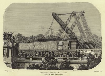 Oprichting van de Luxor Obelisk, Parijs, 1836 door French School