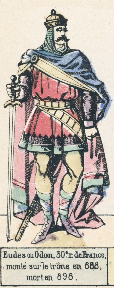 Eudes of Odon, 30e koning van Frankrijk, besteeg de troon in 888, stierf in 898 door French School