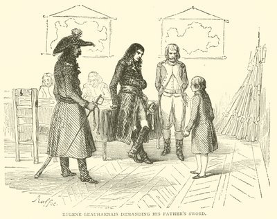 Eugene Beauharnais vraagt om het zwaard van zijn vader (gravure) door French School