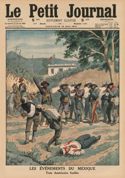 Gebeurtenissen in Mexico, het neerschieten van drie Amerikanen, voorpagina illustratie van 