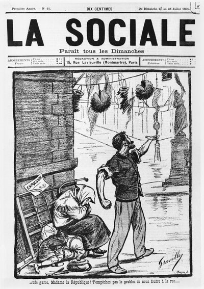 Uitzetting, voorpagina van La Sociale, 21-28 juli 1895 door French School
