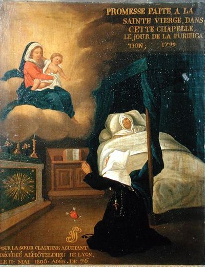 Ex voto voor Zuster Claudine Aguetant, die stierf in het algemene ziekenhuis van Lyon door French School