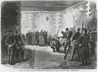 Executie van Georges Darboy, 24 maart 1871 (gravure) door French School