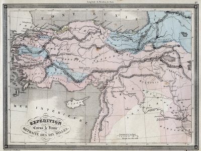 Expeditie van Cyrus de Jongere (5e eeuw v.Chr.) en terugtocht van de tienduizend - Plaat uit 