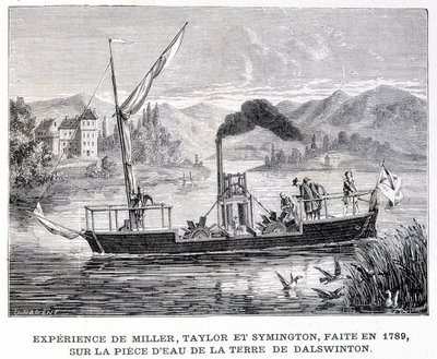 Ervaring van Miller, Taylor en Symington, gedaan in 1789, op het waterstuk van Dalswinton