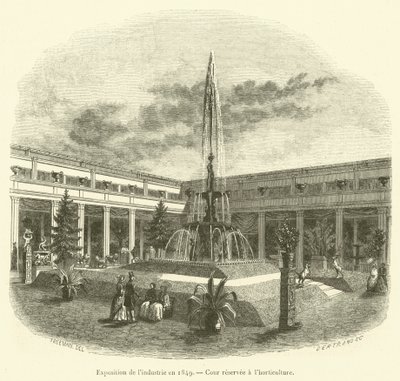Industrie tentoonstelling in 1849, Binnenplaats gereserveerd voor tuinbouw (gravure) door French School