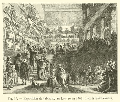 Tentoonstelling van schilderijen in het Louvre in 1763, naar Saint-Aubin door French School