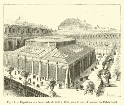 Tentoonstelling van Schone Kunsten van 1850 tot 1852, in de erehof van het Palais-Royal door French School