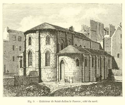 Exterieur van Saint-Julien le Pauvre, noordzijde door French School