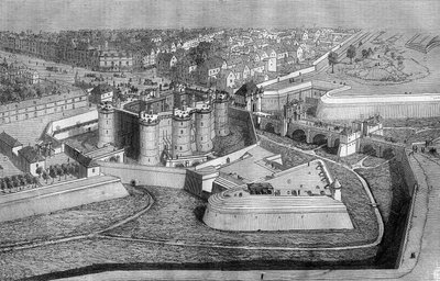 Buitenaanzicht van de Bastille in Parijs in 1650 door French School