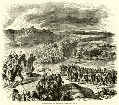 Uitroeiing van de Midianieten (gravure) door French School