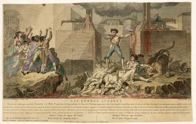 Uittreksel uit Les Formes Acerbes, uitgegeven 13 mei 1795 (handgekleurde gravure) door French School