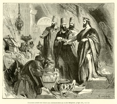Hizkia toont zijn schatten aan de ambassadeurs van de koning van Babylon door French School