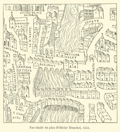 Facsimile van het plan van Olivier Truschet, 1551 door French School